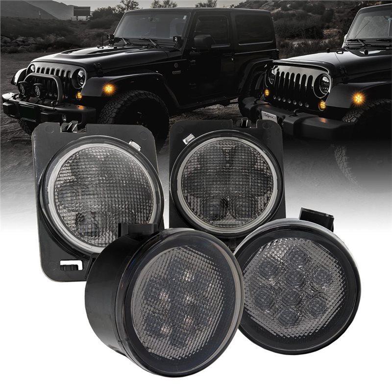 Precise Smoked Lens Turn Signal & Side Marker Lights Kit For Jeep Wrangler JK 2007-2017 LED Blinker Accessories