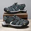 Men's Summer Closed-Toe Leather Sandals for Casual Outdoor Hiking and Beach Activities