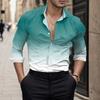 Spring Autumn Long Sleeved Shirt for Men with Sense of Luxury Gradient Lapel Loose Buttons Versatile Versatile Shirts Men’s
