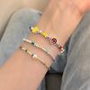 iF ME Colorful Bead Broken Silver Chain Bracelet for Women Artificial Pearls  Smiling Face Bracelets Jewelry Accessories