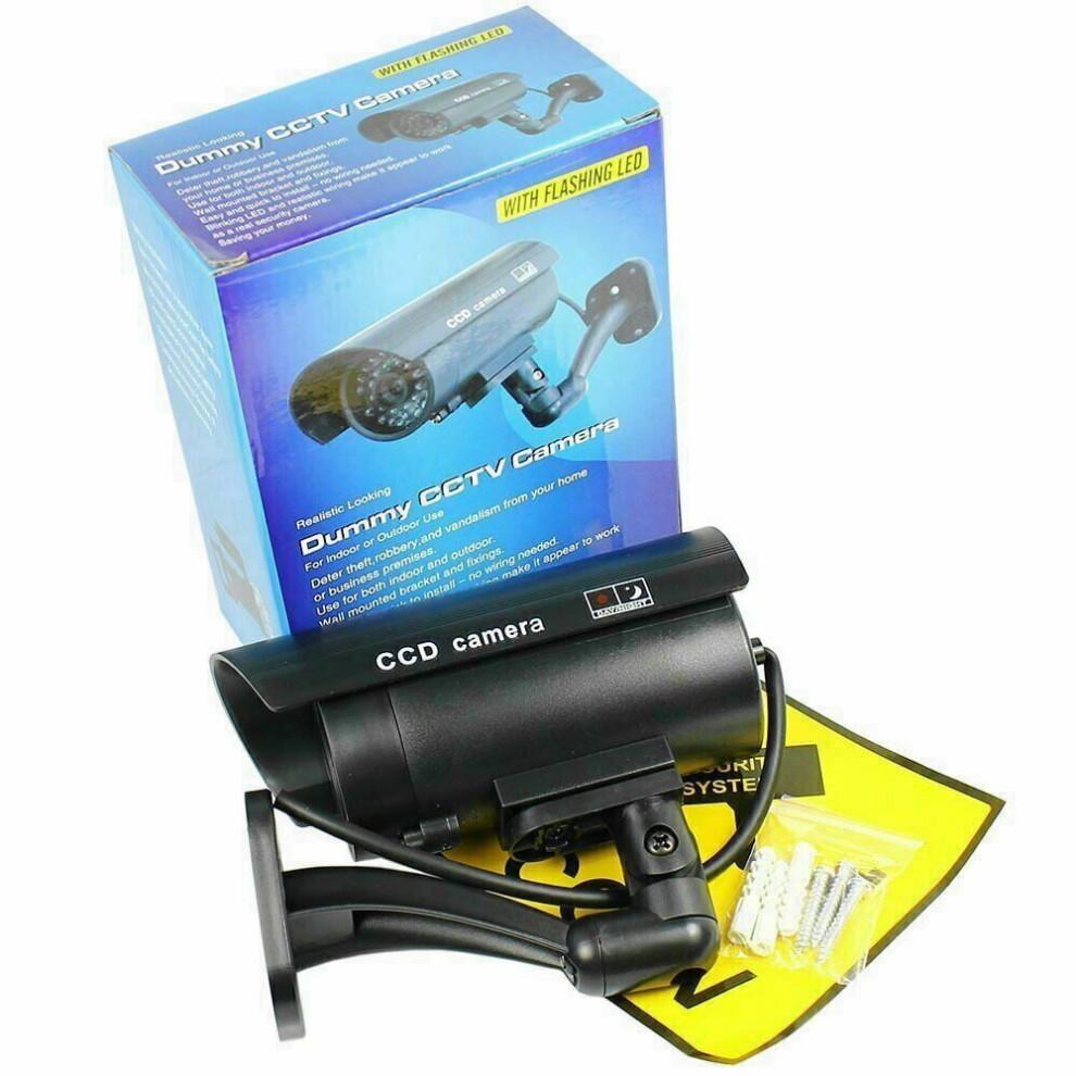 Dummy Security Camera,Fake Cameras CCTV Surveillance System with Realistic Simulated LEDs With Warning Sticker