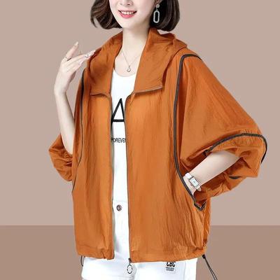 Ropa Fina de Verano con Capucha para Protección Solar Ropa de Mujer Holgada de Manga Larga Transpirable Tallas Grandes Tops Ropa para Protección Solar