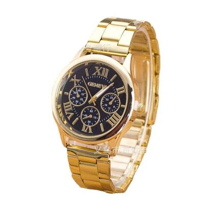Geneva Steel Band Men's & Women's Three-Eye Roman Numeral Quartz Watch