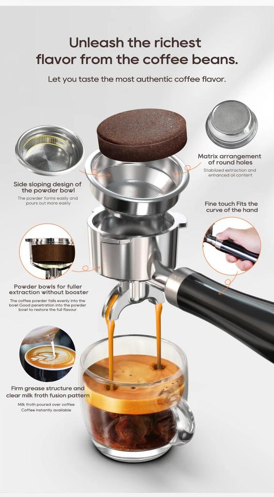 Nueva Cafetera Espresso Semiautomática HiBREW de 20 Bares Temperatura Ajustable Portafiltro de 58mm Cafetera Fría/Caliente Carcasa Metálica H10A