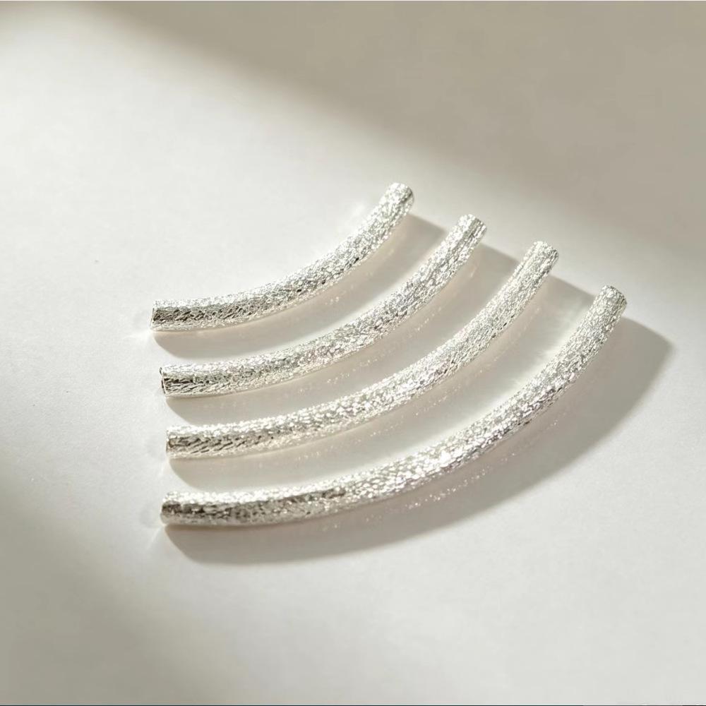 Handmade 925 Silver Curved Tube Beads for Stringing Bracelets