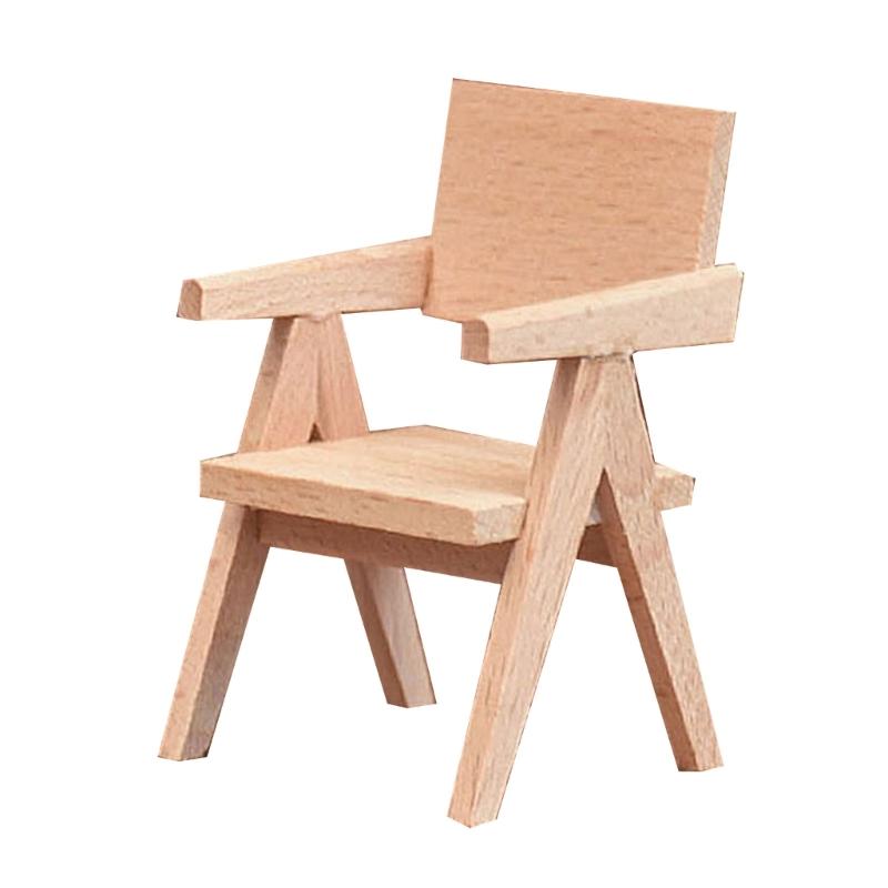 Unfinished Wood Miniature Table/Chair 1/12 Scale Dollhouses Accessories for Realistic Scene Display Dollhouses Decoration