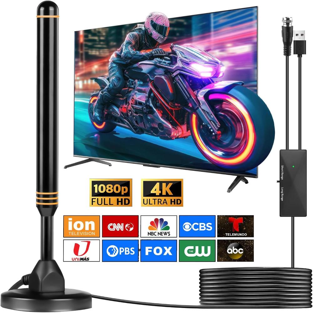 TV Antenna Indoor Antenna for Smart TV for Long Range Reception and All Smart TVs HD Digital Antenna with Amplifier Signal Booster for Local Channels