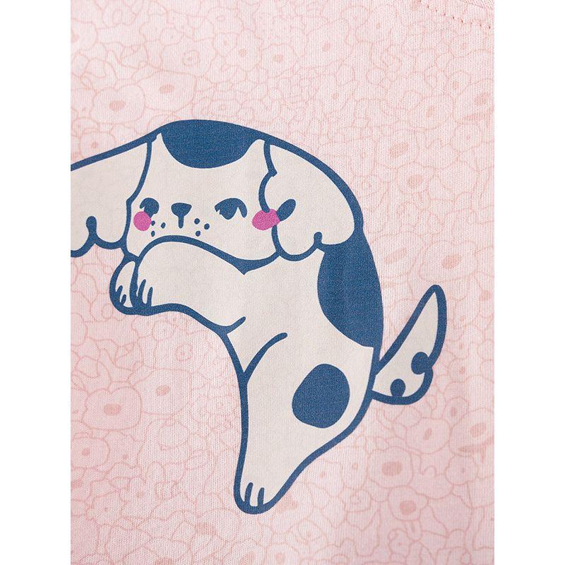 New Foreign Trade Style Children's Clothing, Girls' Cartoon Cat Print Dress, Summer Short-Sleeved Waist-Cinching Pink Princess Dress
