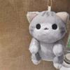 Soft Plush Doll Key Ring PP Cotton Cute Pet Pendant Mini Grey Cat Key Chain  Festival Gifts