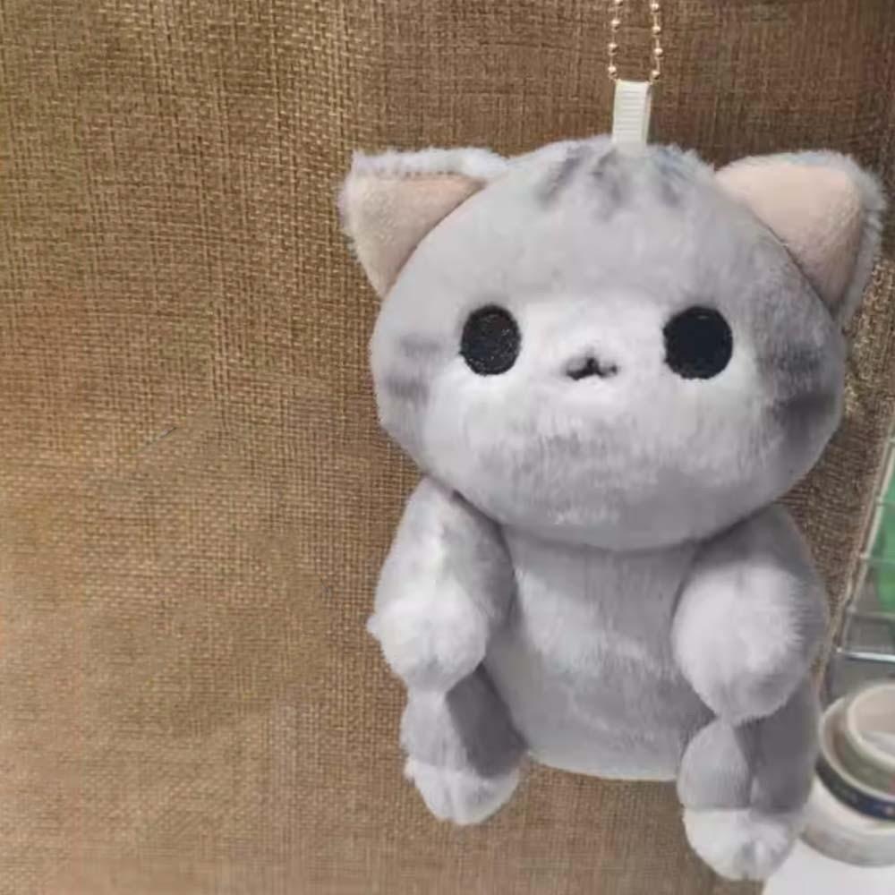 Soft Plush Doll Key Ring PP Cotton Cute Pet Pendant Mini Grey Cat Key Chain Festival Gifts
