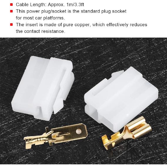 

T type 2 Pin DC Power Connector Plug, Car Radio Cable Connectors Power Plug Fit for