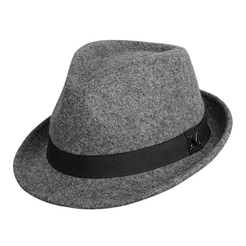 Autunno Inverno Taglia Grande Cappello Fedora da Gentleman in Lana Uomo Retrò Britannico Spesso Caldo Bordo Arrotolato Cappello in Feltro Versatile Casual Cappello Jazz Regali