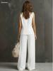 2026 European-American Linen Summer Set: Sleeveless Vest + Wide-Leg Pants - Gentle, Effortless Style