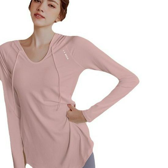 Damska luźna bluza fitness z kapturem i długim rękawem - Casualowy top do jogi o średniej długości, wygodny na jesień