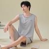 Modal Men's Summer Pajama Set: Thin Vest and Shorts, Casual Youth Style, Cotton-Silk Blend, Plus Sizes Available