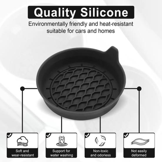 Car Cup Holder Mat, Non-Slip Silicone Coaster with Raised Edge, Anti Rattle Cup Pad for Auto Drink Holder