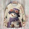Ladies' Fashionable And Casual Christmas Cute Printed Round Neck Long Sleeved Knitted Yarn