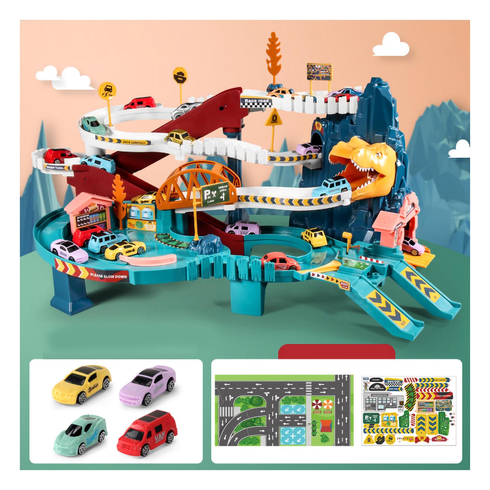 

Игрушка для автомобильных рельсов Гибкая гравитационная горка Приключение Подарок на день рождения Игрушка для электромобиля Dinosaur Spiral Road (Standard 4 Cars) Color Box