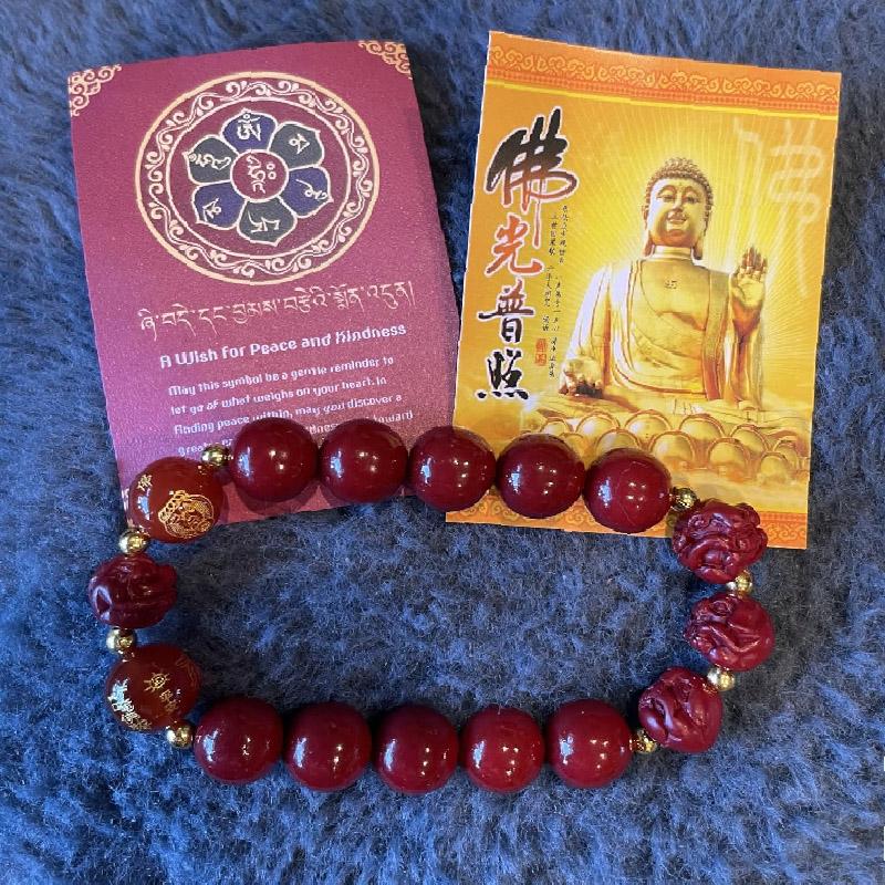 8mm Szczęśliwa Bransoletka z Potrójną Ochroną i Znakami Zodiaku Feng Shui dla Kobiet Chiński Czerwony Cynober Koralik Modlitewny Przyciągający Bogactwo Pieniądze