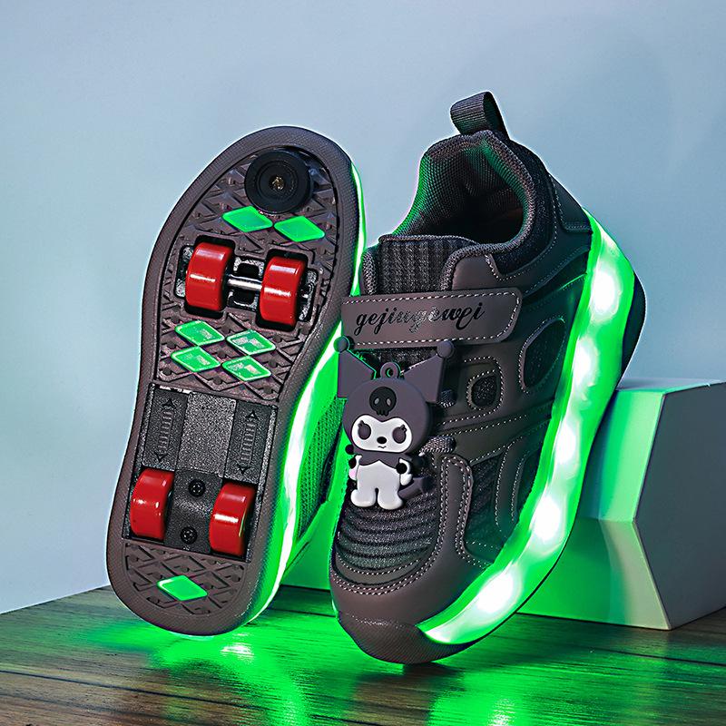 Cartoon Children'S Runaway Shoes Invisible Four-Wheel Retractable With Brakes Girls Automatic Skating Wheel Princess Pulley Shoes