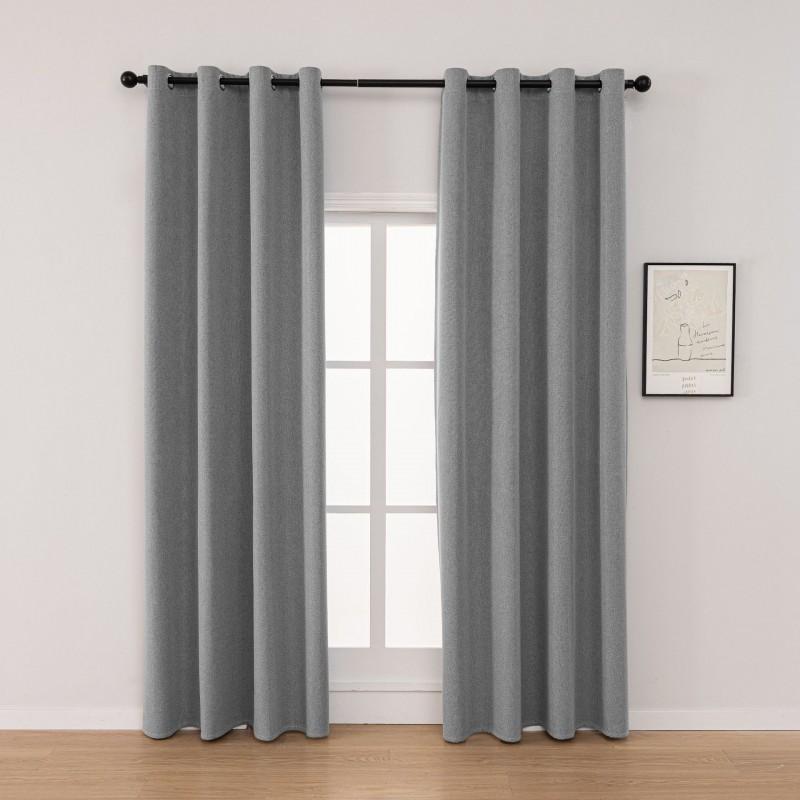 100% Linen Cotton Blackout Curtain Sun Blocking Thermal Insulation Solid Color Curtains Living Room Bedroom