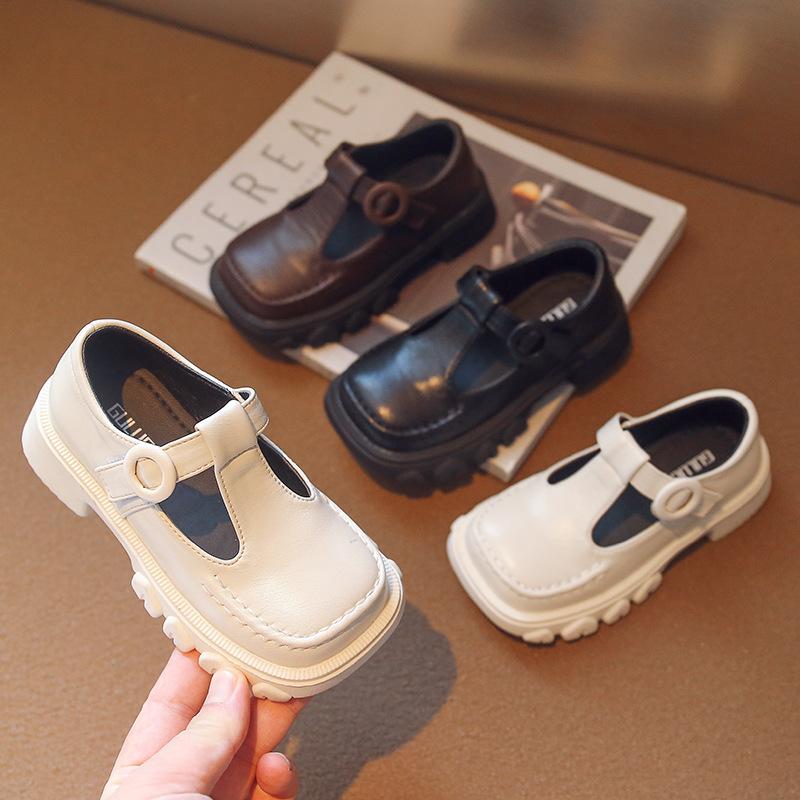 Kids Boys Square Toe Shoes for School Spring New Solid Color Non-slip Thick Bottom Girls Child Fashion Loafers 2024 Breathable