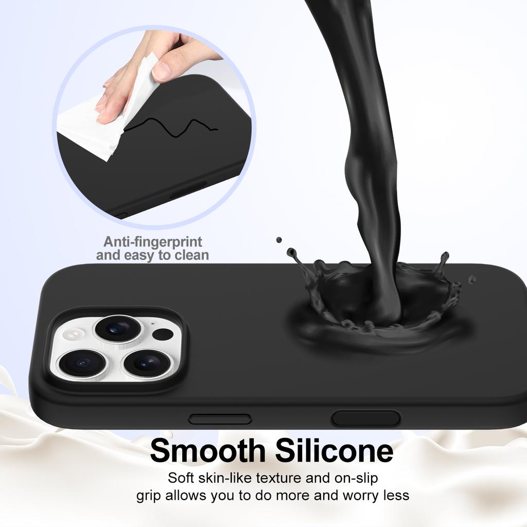 For iPhone 16 Pro Max Case Compatible with MagSafe Liquid Silicone Phone Cover with Camera Touch Control Button