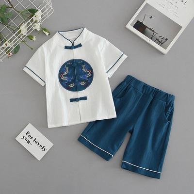 Children's Summer Suit Boys Hanbok Chinese Style Short-sleeved Shorts Suit Yangqi Girls New Chinese Two-piece Set