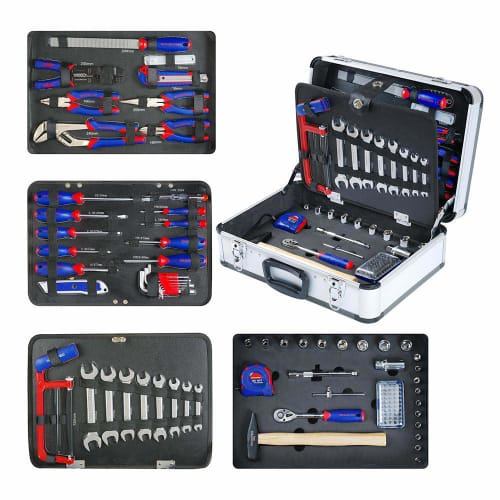 WORKPRO Home Tool Set, Tool Set, 119 Pieces, Home DIY, DIY, Furniture Assembly, Home Maintenance, Motorcycle, Car, Maintenance Tool Set, Aluminum Case