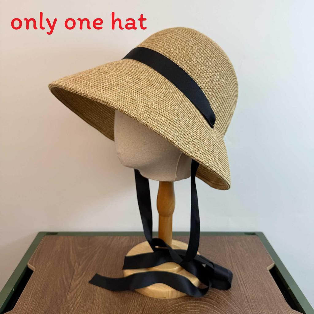 

French Sun Hat With Wide Brim Foldable Straw Cap For Beach Vacation And Sun Protection чёрный