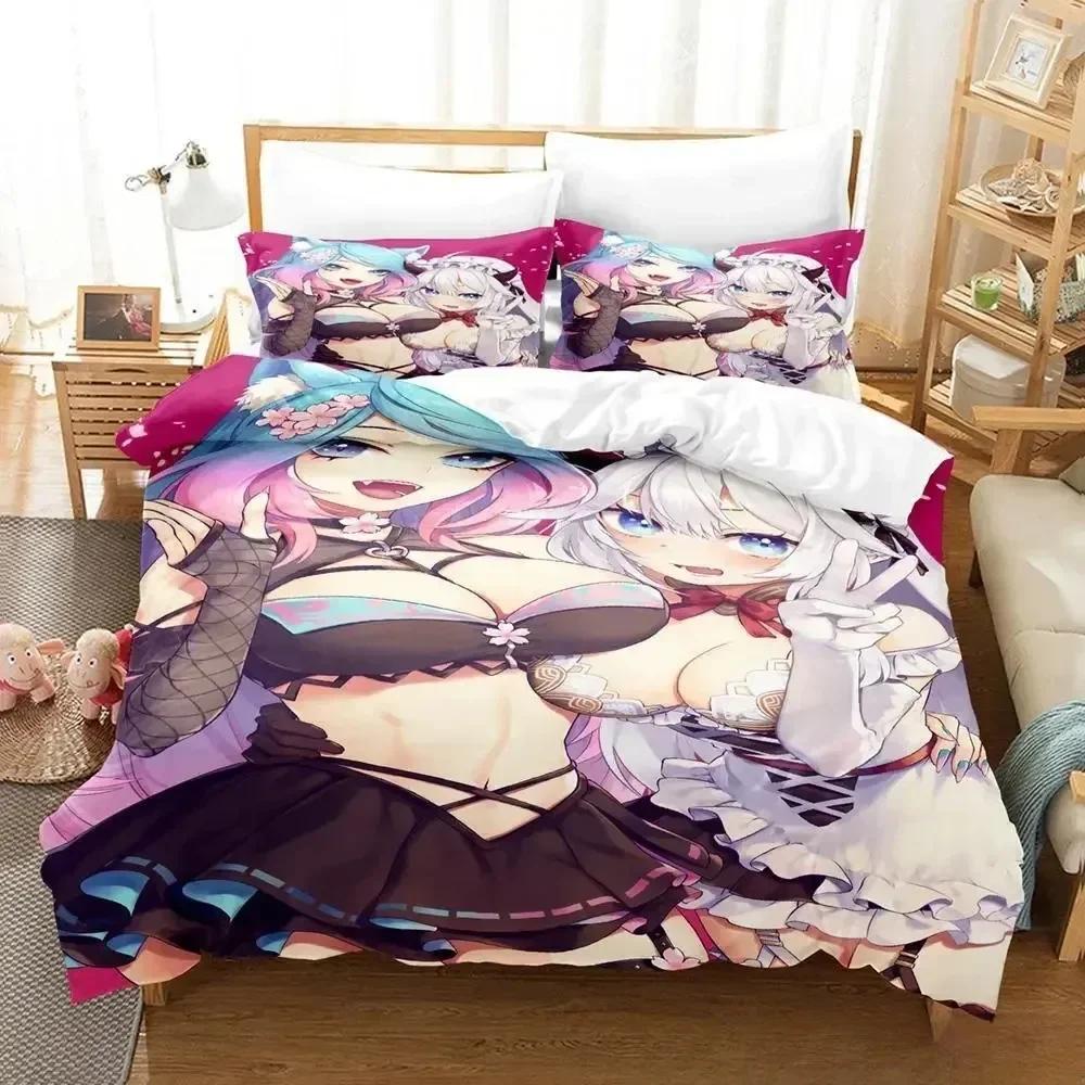 3D  Sexy Girls Silvervale VTuber Bedding Set Printed With Pillowcase Bed Duvet Cover Soft Queen King Size Bedclothes Home