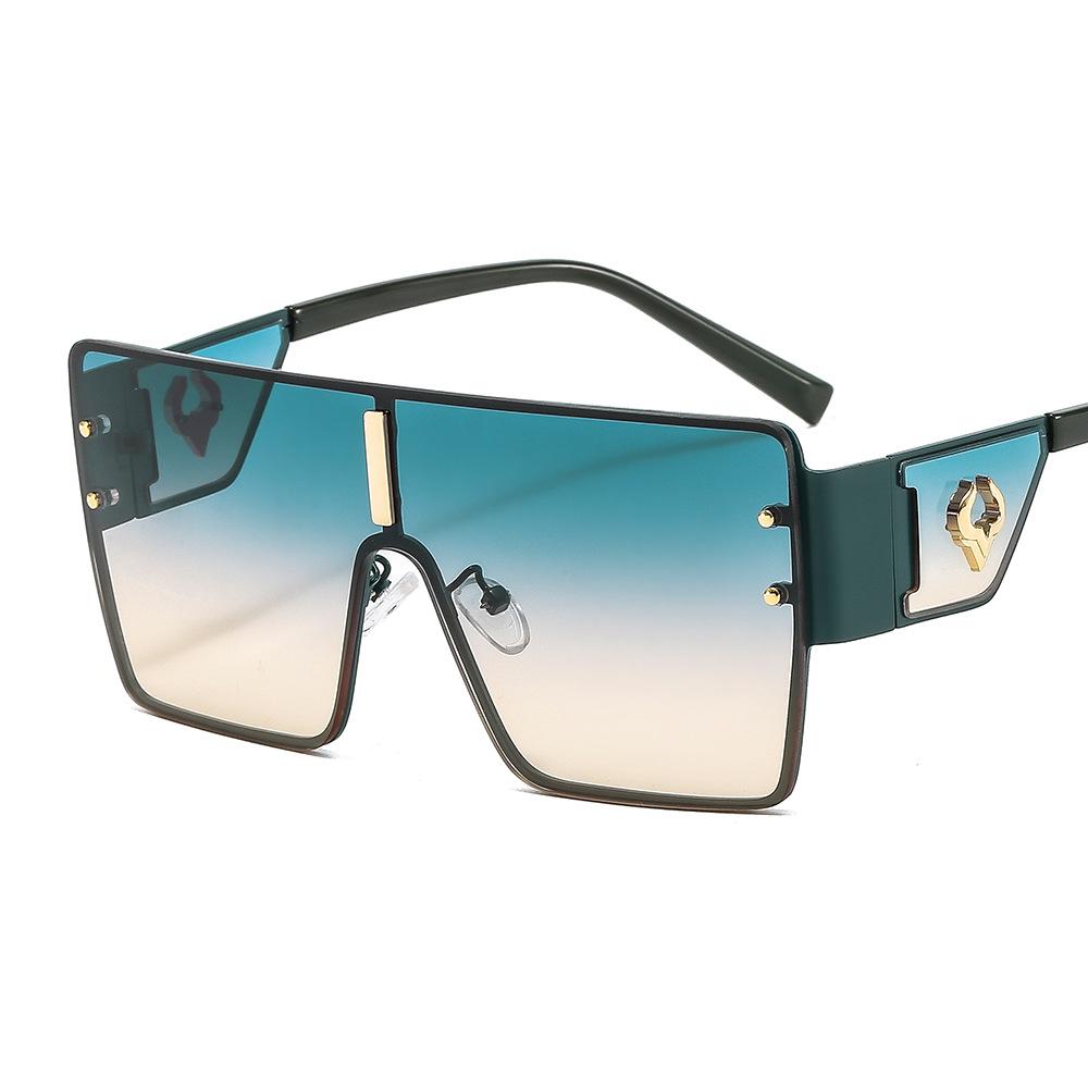 2024 Newest High Fashion Custom Logo Men Women Uv400 Gafas De Sol One-Piece Huge Square Frame Sunglasses