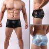 Męskie bokserki majtki Męskie bokserki ze sztucznej skóry Męskie majtki z U-pouch Sekowna gejowska bielizna Męskie Hombre Bokserki Lingerie Club Wear