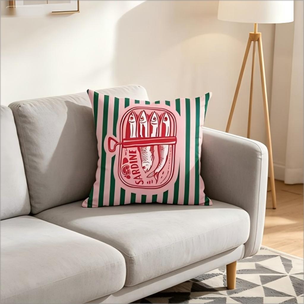 Bohemian Sardine Print Pillow Cover Retro Fish Can Cushion Case Home Decorative Throw Pillow Cover For Sofa Bedroom Home