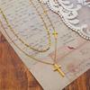 Stylish And Simple Cross Double-Layer Necklace Titanium Steel Does Not Fade 18K Gold Wind Women'S Collarbone Neck Chain