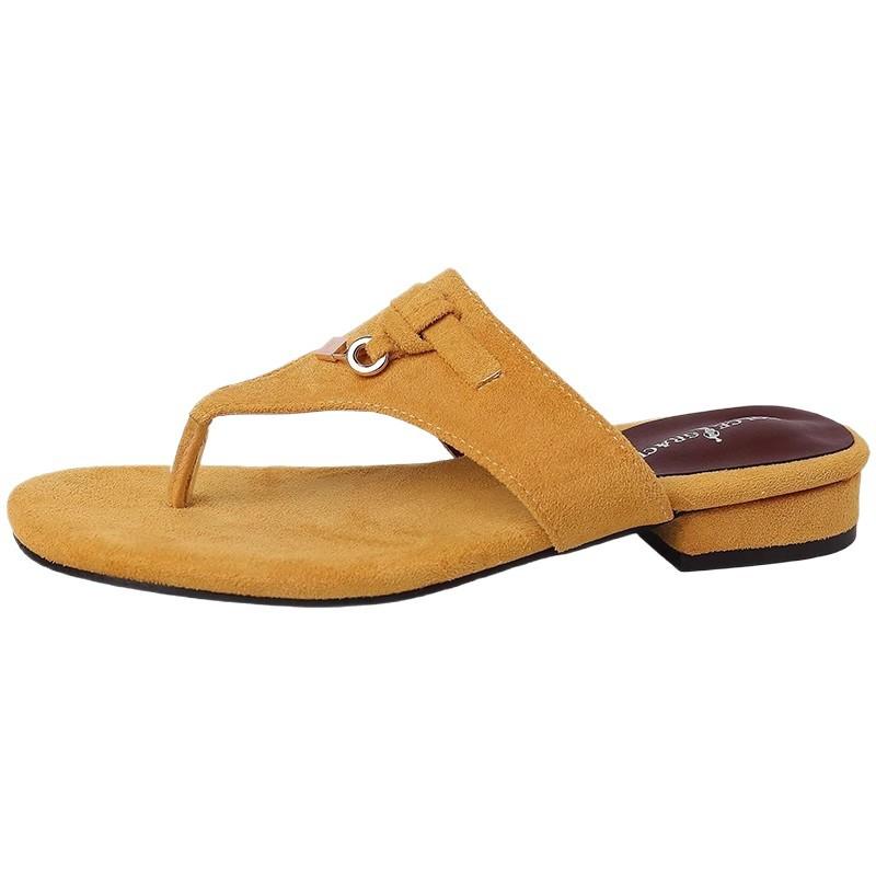 2025 Summer New Retro Pinch-on Flip-flops Shoes Women's Shoes Wear French Small Sandals Beach Sandals Soft