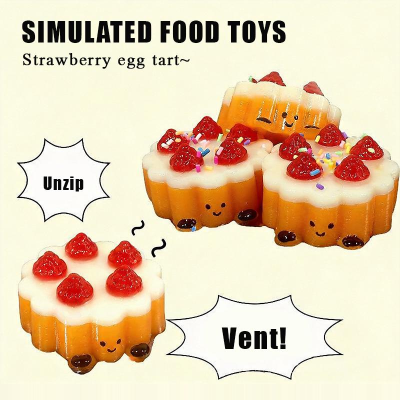 Strawberry Egg Tart Squishy Toy With Cute Design And Soft Texture Perfect For Stress Relief Home Office Relaxation