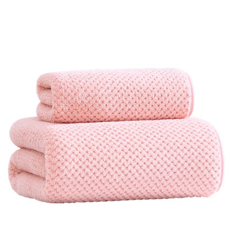 Large Bath Towel Enlarged Thickened Coral Velvet Pineapple Lattice Quick-Drying Absorbent Bath Towel Quick-Drying Bath Towel