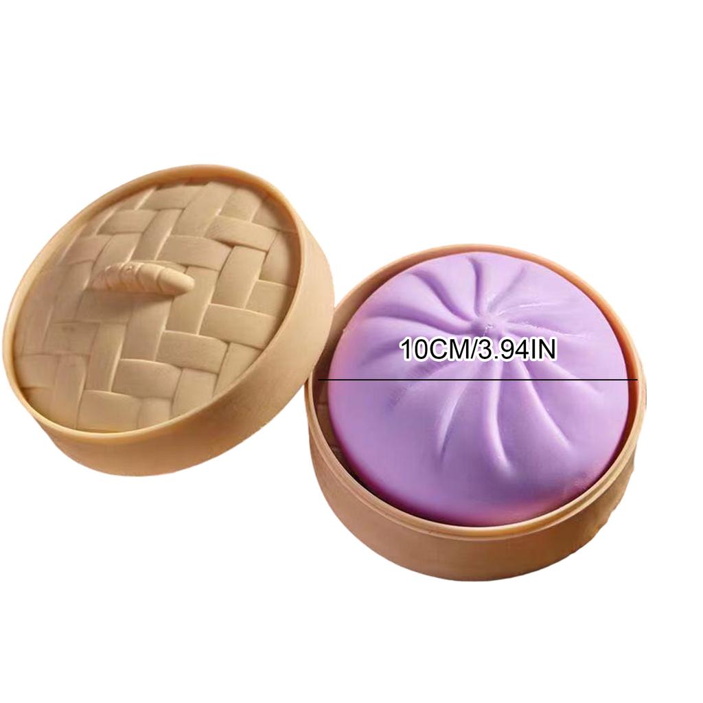 Bun Bao Stress Relief Toy Squeeze Dough Ball Slow Rebound Creative Fake Buns with Steamer Birthday Fun Gift for Kids Autism ADHD