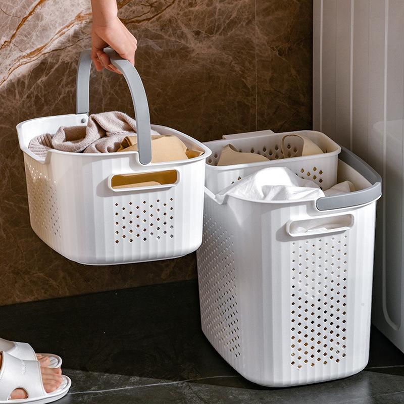 Portable Handheld Plastic Laundry Basket for Clothes and Sundries - High-Grade, Hollow Design for Easy Storage
