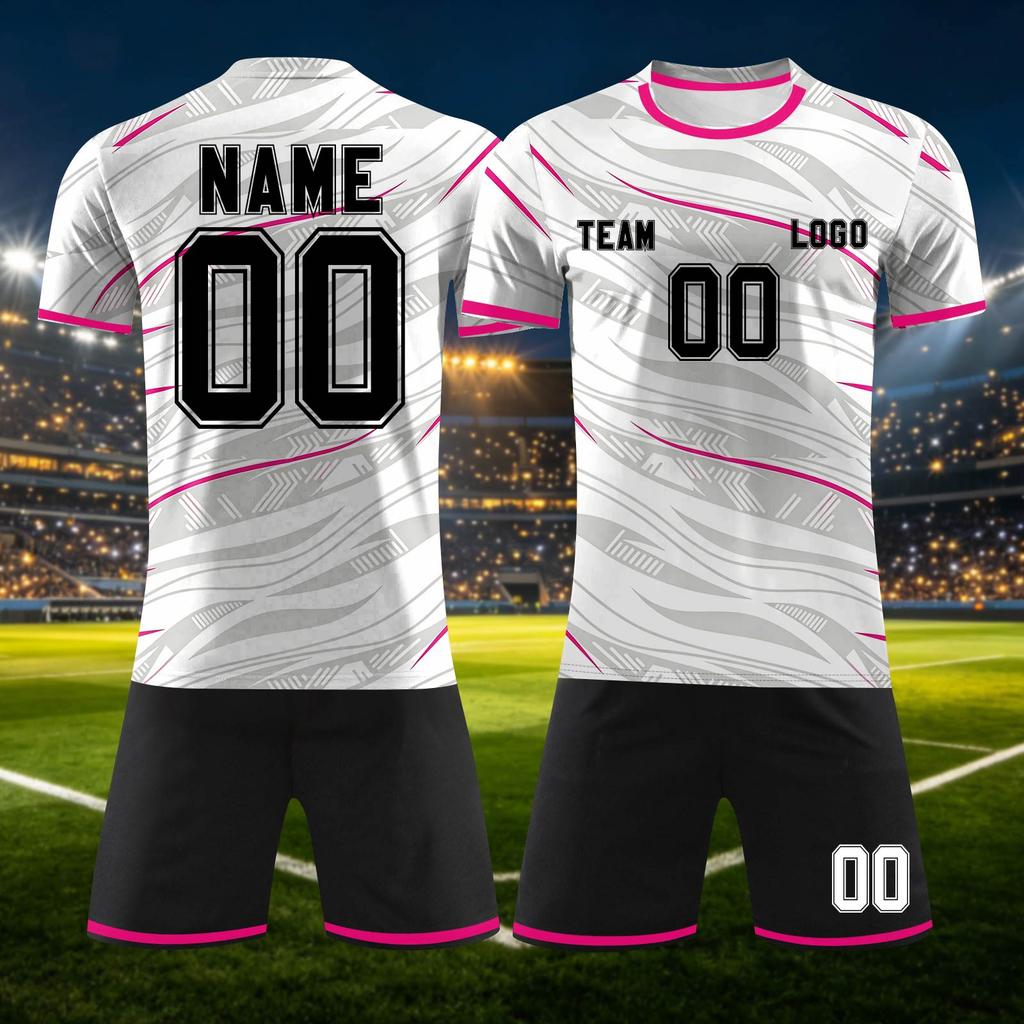 Customizable DIY Sports Jersey Set with Personalized and Number for Team Training or Short Sleeve Top and Shorts Suitable for Adults and Youth