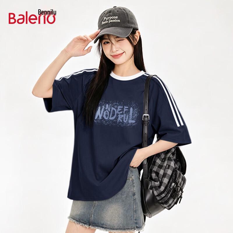Baleno Women's American Retro Striped Cotton T-Shirt