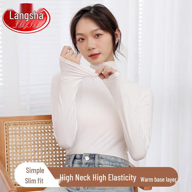 Langsha Women's Long-Sleeve Semi-High Collar Thermal Base Layer Top