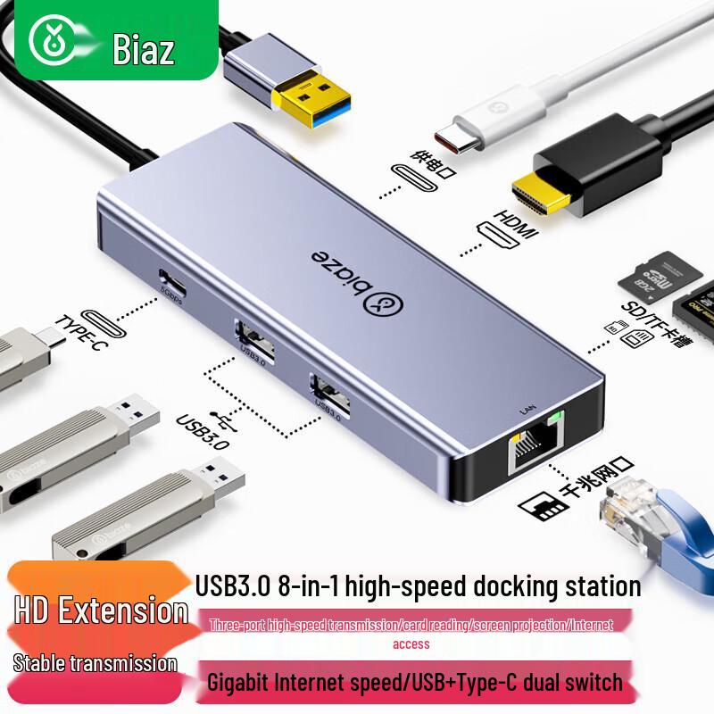 Адаптер Biaz USB-C HDMI и конвертер сетевого кабеля для ноутбуков