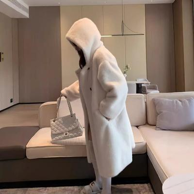 New Extended Hooded Imitation Fur Mink Coat Women's Winter Fashion Loose Fluff Coat