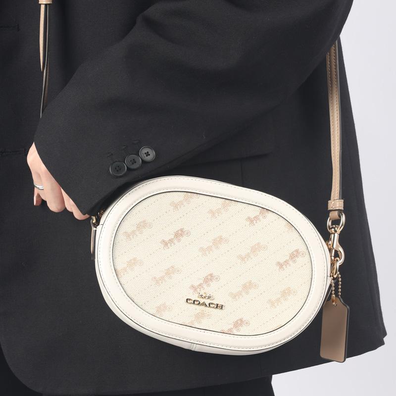 Coach 21 Horse And Carriage Print Coated Canvas And Leather Camera Bag Women Shoulder Bag Cream C4057-IMM6H