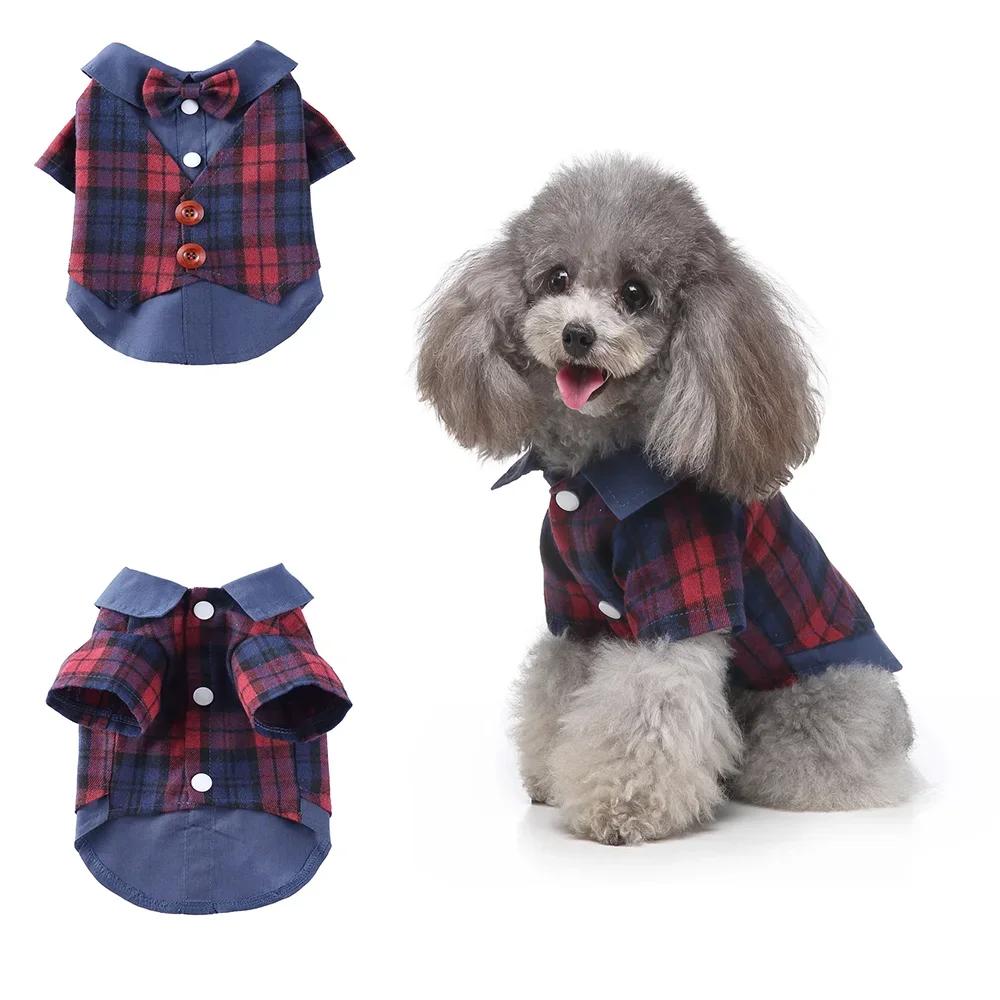 Cute Striped Dog Tuxedo Tailcoat Wedding Outfit Gentleman Pet Suit with Bow Tie for French Bulldog Halloween Costume