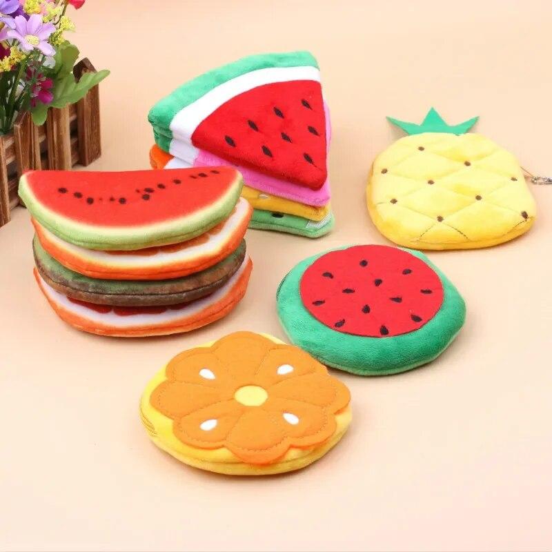 Kawaii Fruits H Coin Purse Children Zip Small Change Purse Wallet Women Pouch Money Bag Girl Mini Short Coin Holder Wallet