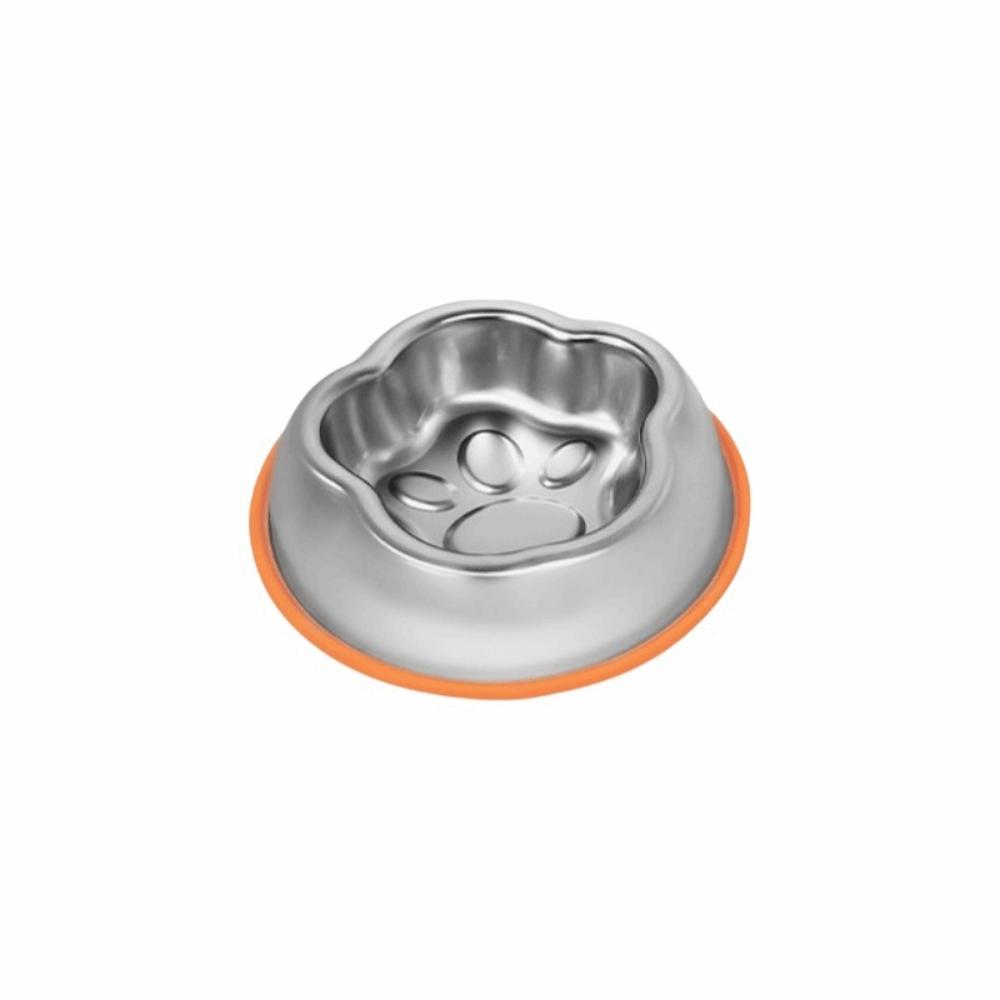 Single/Double Bowl Stainless Steel Cat Bowl Large Capacity Pet Drinking Bowl  For Dogs Cats Orange Single Bowl