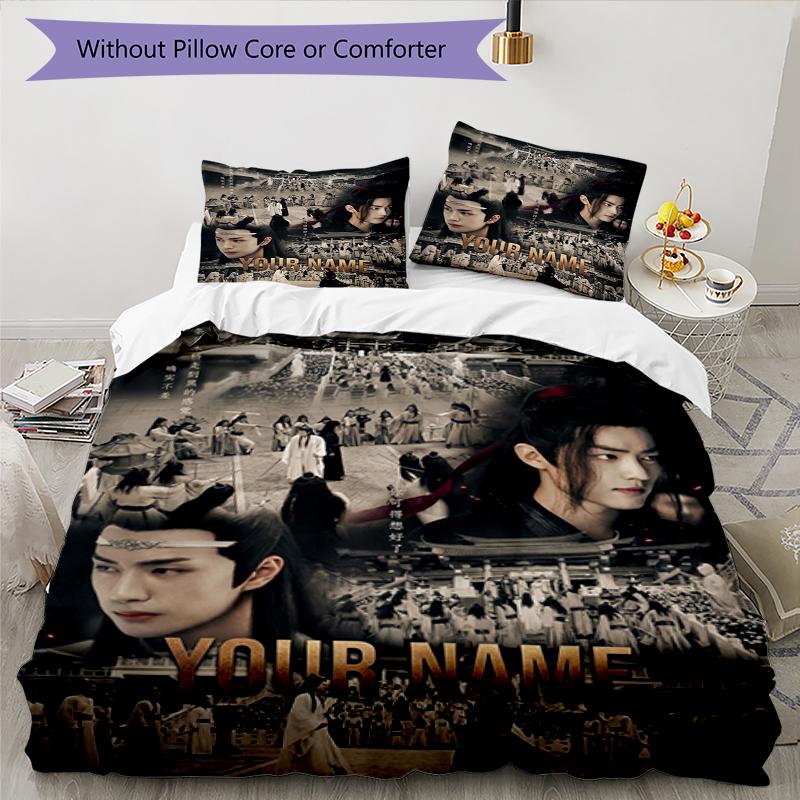 3pcs Custom Name Era Warriors Printed Bedding Set Duvet Cover Closure Includes 1 Duvet Cover & 2 Pillowcases, Soft and Comfortable for All Seasons.